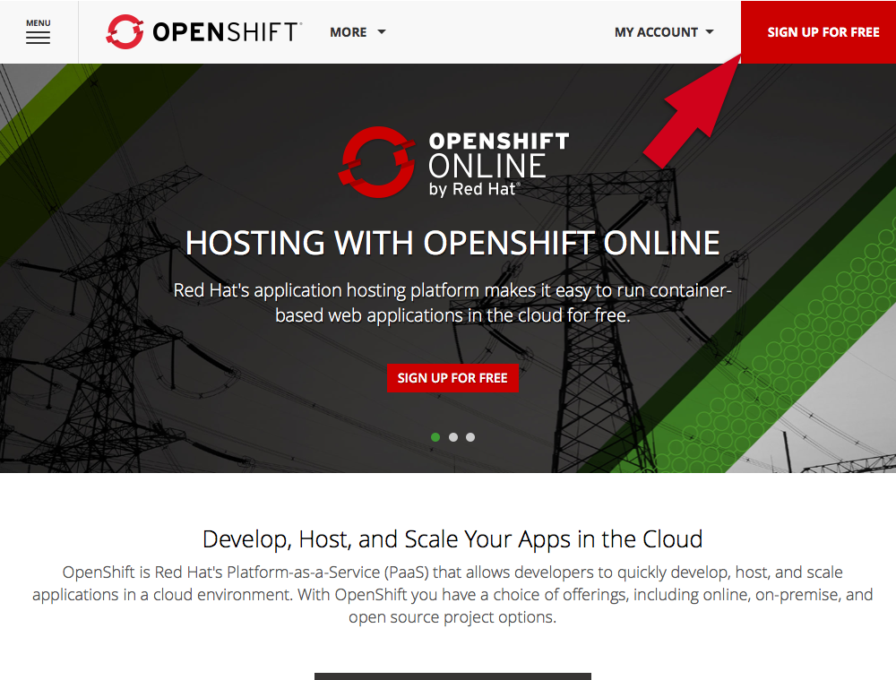 OpenShift トップページ